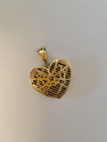 Canary Yellow and White Diamond Heart Pendent