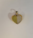 Canary Yellow and White Diamond Heart Pendent